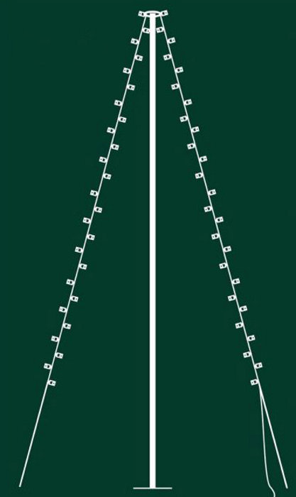 Lyskæde Basis til flagstang 300 LED 7 + 2 meter